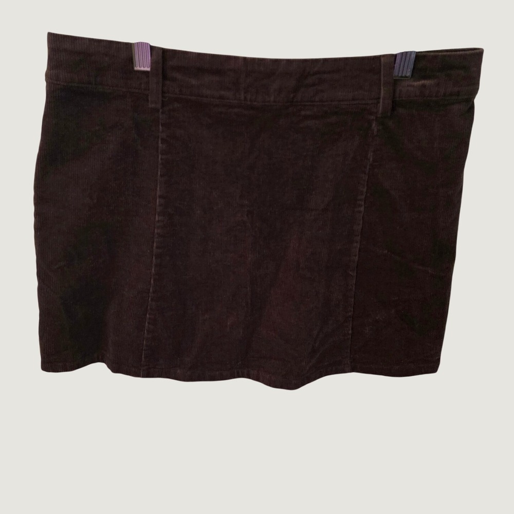 Altar'd State Chocolate Brown Utility Corduroy Mini-Skirt Large Retro Fall Zip - Picture 4 of 8